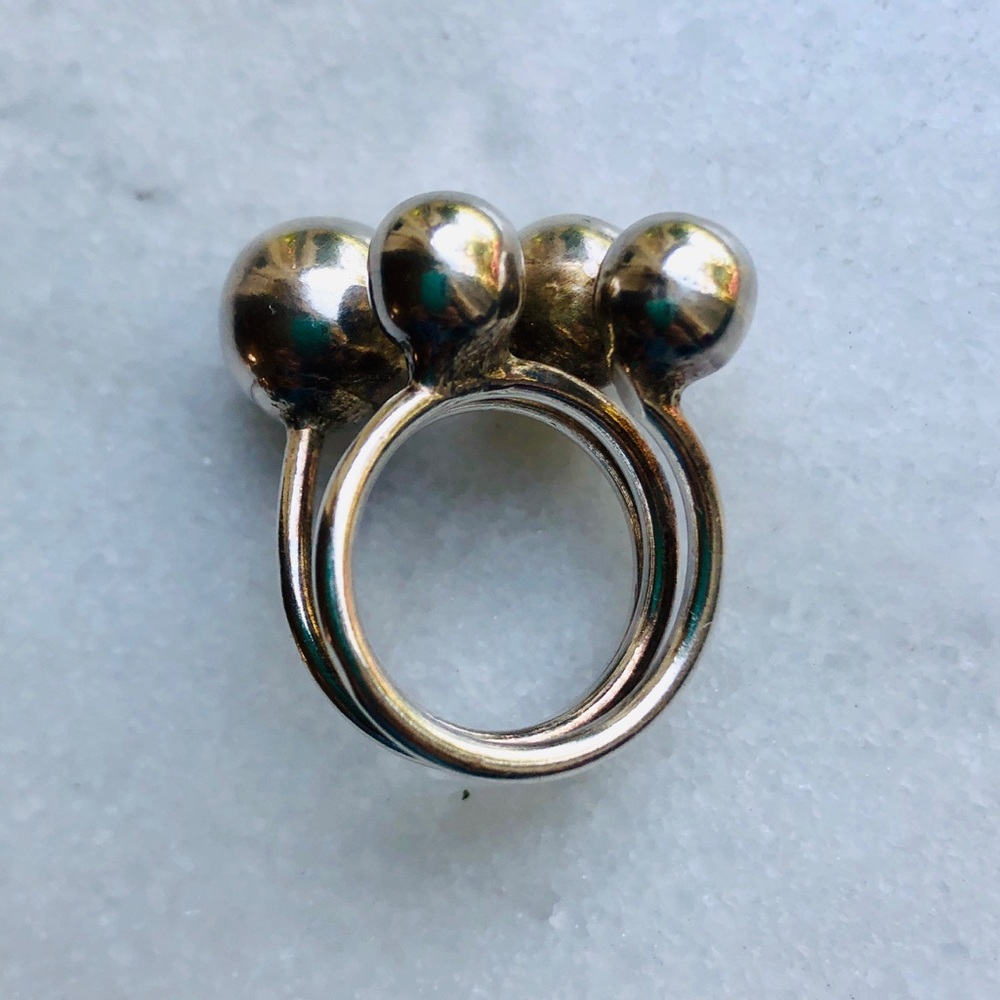 Bubbles Puffy Silver Statement Ring - image 5